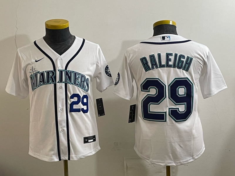 youth 2026 Seattle Mariners #29 Raleigh white Nike MLB Jersey 001->youth mlb jersey->Youth Jersey